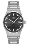 Hugo Boss Men Candor Auto Automatic Silver-tone Stainless Steel Watch 41mm