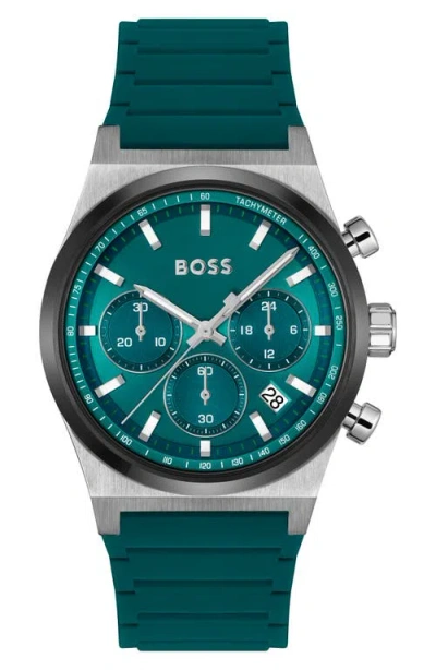 HUGO BOSS BOSS CANDOR CHRONOGRAPH SILICONE STRAP WATCH, 41MM