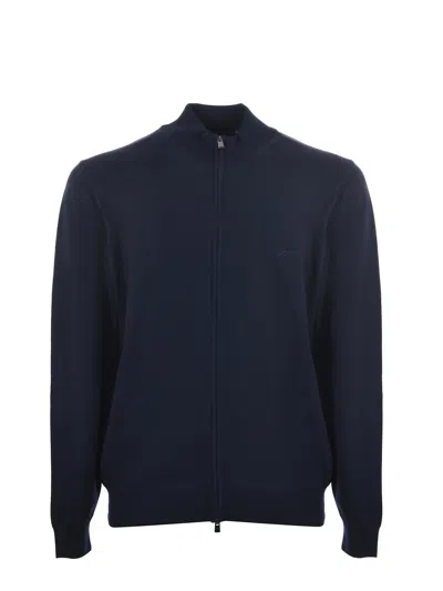 Hugo Boss Boss Cardigan In Virgin Wool In Blue