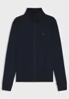 Hugo Boss Zip-up Jacket In Cotton Terry With Logo Badge In Blue
