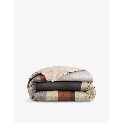 Hugo Boss Boss Carlow Colour-block Cotton-sateen Duvet Cover In Multicoloured