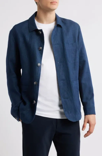 Hugo Boss Boss Carper Linen Jacket In Dark Blue