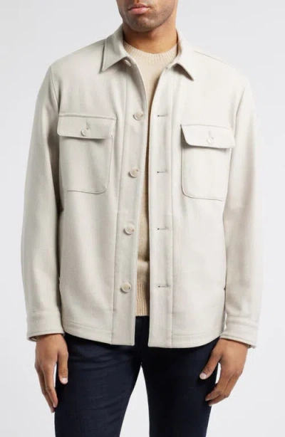 Hugo Boss Boss Carper Recycled Wool Blend Overshirt In Open White
