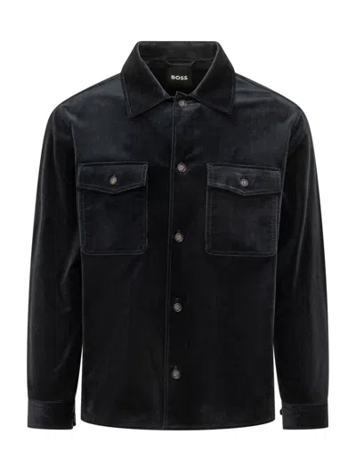 Hugo Boss Boss Carper Soft Cotton Stretch Jacket In Black