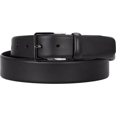 Hugo Boss Italian-leather Belt With Polished Gunmetal Hardware In Black