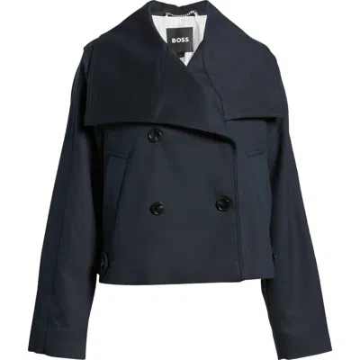 Hugo Boss Boss Caspera Crop Trench Jacket In Blue