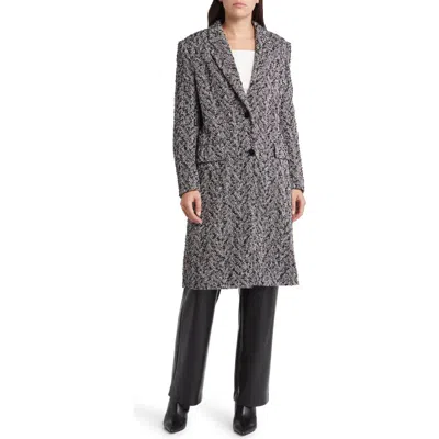 Hugo Boss Boss Catara Chevron Tweed Coat In Gray