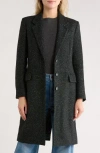 Hugo Boss Boss Catara Longline Tweed Coat In Green