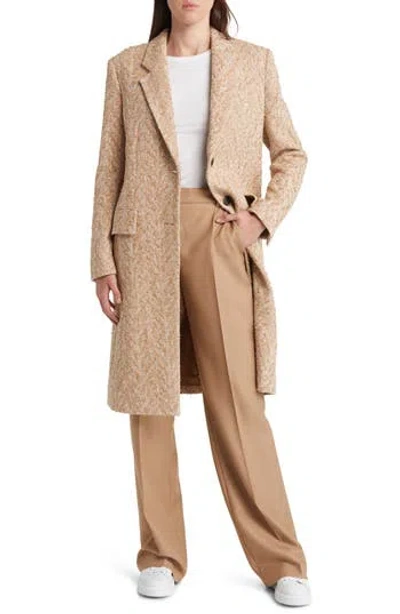 Hugo Boss Boss Catara Longline Tweed Jacket In Brown