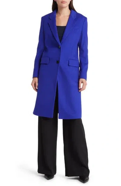 Hugo Boss Boss Catara Virgin Wool & Cashmere Longline Coat In Blue