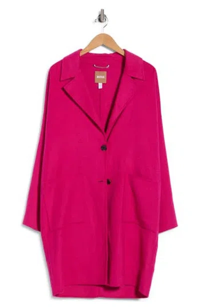 Hugo Boss Boss Cattina Notch Lapel Wool Blend Coat In Pink