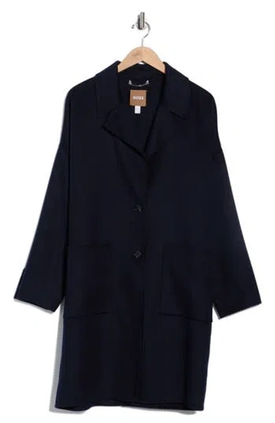 Hugo Boss Boss Cattina Wool Blend Coat In Black