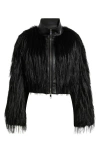 Hugo Boss Cecool Faux Fur Jacket In Black
