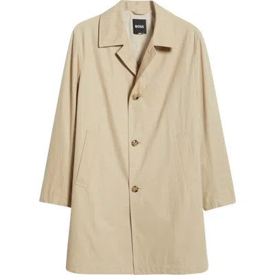 Hugo Boss Boss Clark Cotton Blend Coat In Light Beige