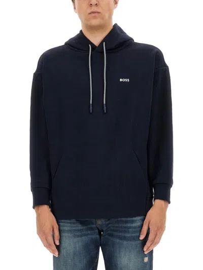 Hugo Boss Boss Classic Hooded Sweatshirt In Blue