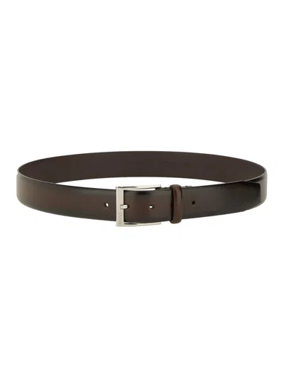 Hugo Boss Boss Classic Leather Belt For Men In Black