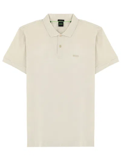Hugo Boss Boss Polo With Logo In Beige