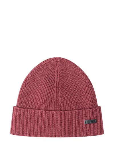Hugo Boss Boss Classic Wool Hat In Dark Red