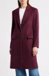 Hugo Boss Boss Classin Wool Coat In Burgundy