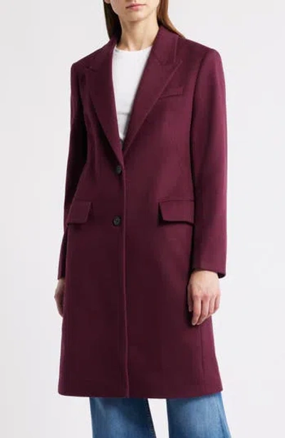 Hugo Boss Boss Classin Wool Coat In Burgundy