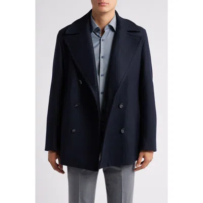 Hugo Boss Boss Clay Stretch Wool Blend Peacoat In Dark Blue