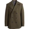 Hugo Boss Boss Clay Stretch Wool Blend Peacoat In Green
