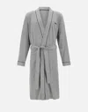 Hugo Boss Piped Cotton Robe In Grey