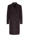 Hugo Boss Cappotto Doppiopetto In Misto Alpaca Marrone Scuro In Brown