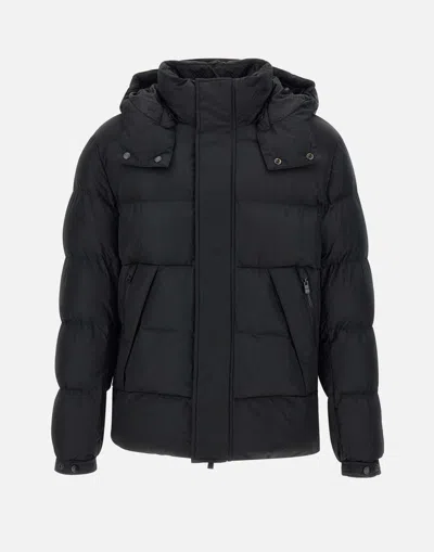 Hugo Boss Water-repellent Puffer Jacket With Micro Monograms In Black