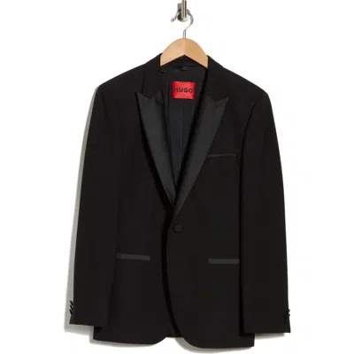 Hugo Boss Boss Colorblock Peak Lapel Stretch Wool Blend Sport Coat In Black