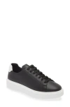 Hugo Boss Boss Aiden Logo Contrast Heel Leather Sneakers In Black