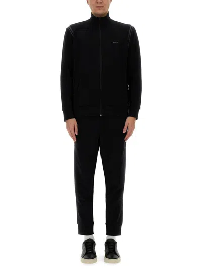Hugo Boss Boss Zip-up Jacket And Tapered Pants Coordinated Set In Black