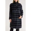 Hugo Boss Boss Coppede Plaid Fuzzy Coat In Black