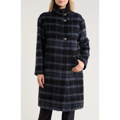 Hugo Boss Boss Coppede Plaid Fuzzy Coat In Black