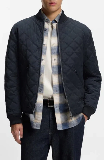 Hugo Boss Boss Corle Quilted Water Repellent Reversible Bomber Jacket In Blue