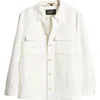 Hugo Boss Button-up Jacket In Herringbone Linen And Silk In Open White