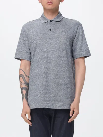 Hugo Boss Boss Cotton And Linen Polo In Gray