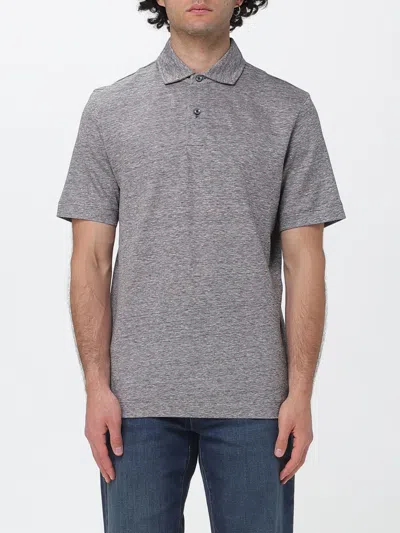Hugo Boss Boss Cotton And Linen Polo In Gray