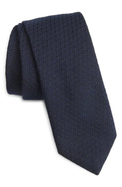Hugo Boss Boss Cotton & Silk Tie In Blue