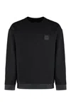 Hugo Boss Boss Cotton Blend Crew-neck Sweatshirt In Black