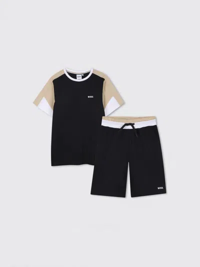 Hugo Boss Kids' Boss Cotton Co-ord Set With Logo In Black