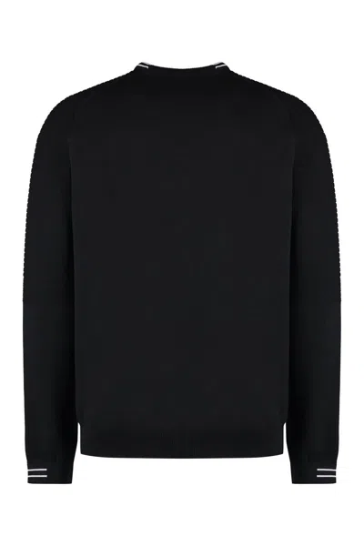 Hugo Boss Boss Cotton Crew-neck Sweater In Black