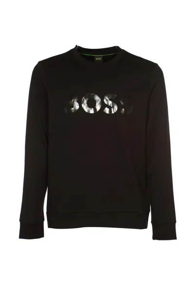 Hugo Boss Boss Cotton Crew-neck Sweatshirt In Black