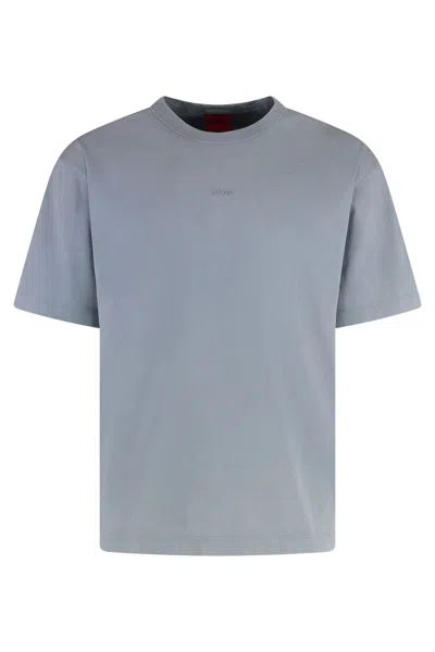 Hugo Boss Cotton Crew-neck T-shirt In Light Blue