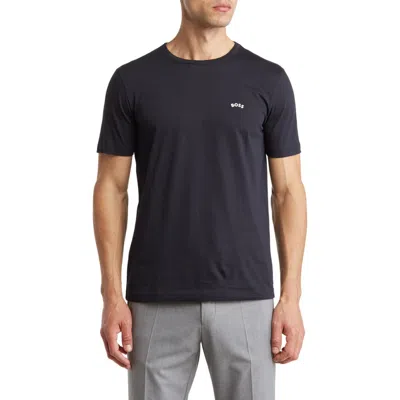 Hugo Boss Boss Cotton Curved Logo T-shirt In Dk Bu