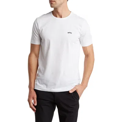 Hugo Boss Boss Cotton Curved Logo T-shirt In Wht
