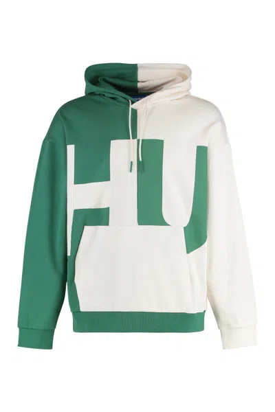 Hugo Boss Boss Cotton Hoodie In Green