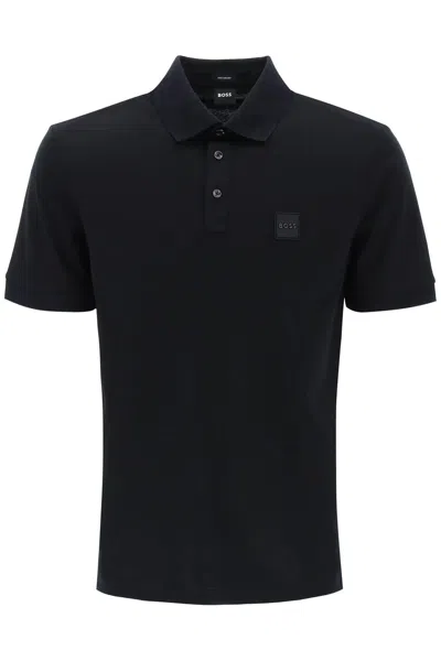 Hugo Boss Boss Mercerized Cotton Polo Shirt In Black