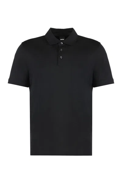 Hugo Boss Boss Cotton Jersey Polo Shirt In Black