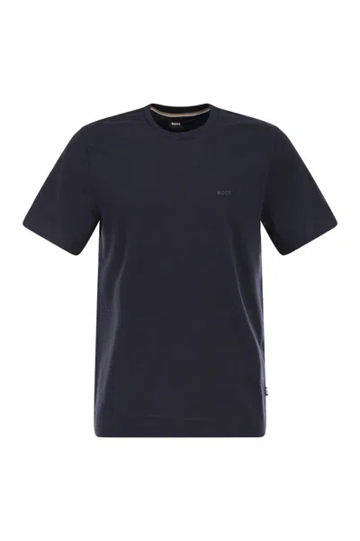 Hugo Boss Boss Men Cotton Jersey T-shirt With Logo In Blue
